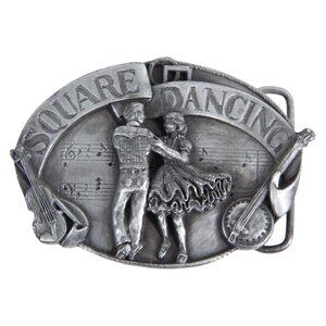 Square Dancing Belt Buckle 1985 Music Siskiyou Buckle Company Oregon USA G30